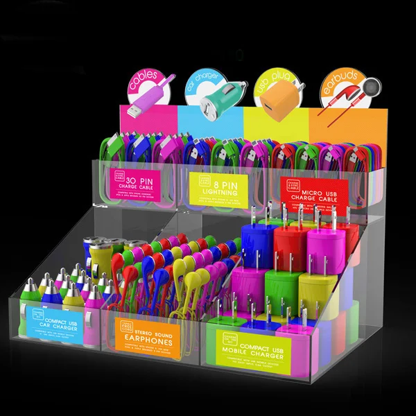 Lovely and Transparent Acrylic Cell Phone Accessory Display Stand&counter Phone Accessories Display Shelf