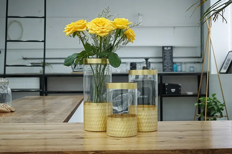 Gold Color Tall Vases Wedding Centerpiece