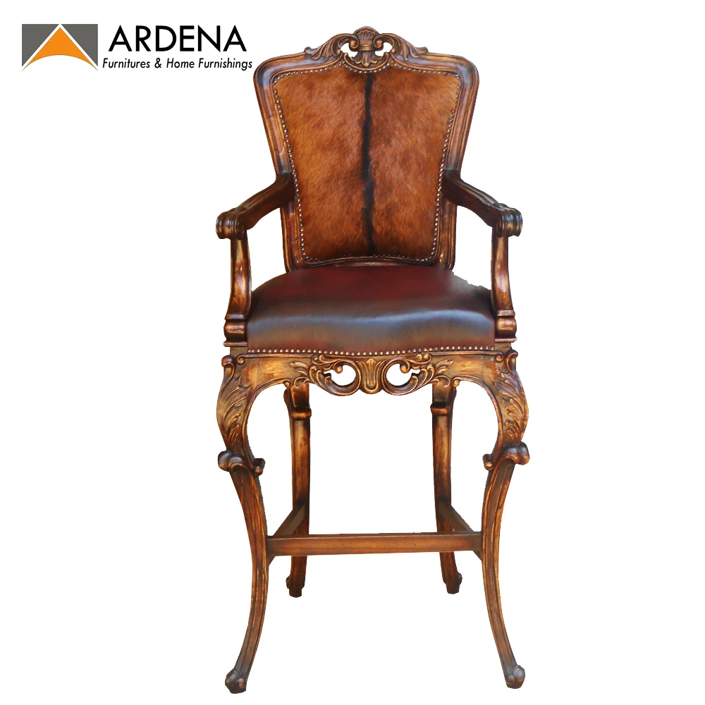 
 Антикварный высокий барный стул среднего века из массива дерева Коммерческая Мебель Индонезия  