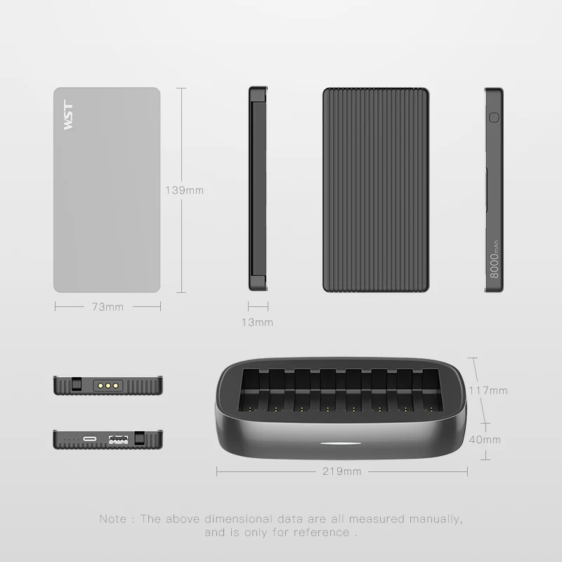 WST Metal Case 8000mah*8 Power Banks USB Restaurant Sharing Free Shared Mobile Power Bank Docking Charging Station with Cable