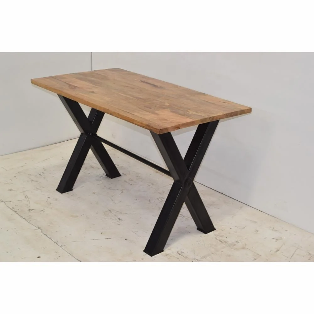 Industrial Vintage Style Mango Wooden Top Cast Iron Wrought Iron
