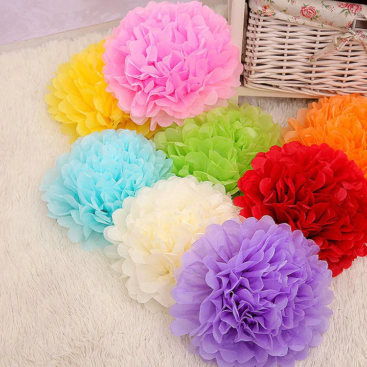 Multi-Color Tissue Paper POM Poms Hanging Decorative Flower Ball