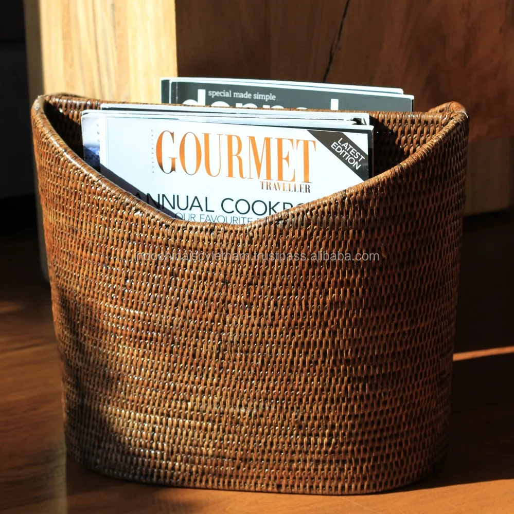 natural rattan magazine holder