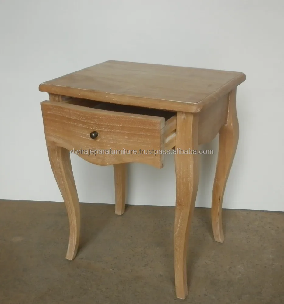 Nightstand & Bedside Furniture Mindi Wood Weathered Oak Limed White