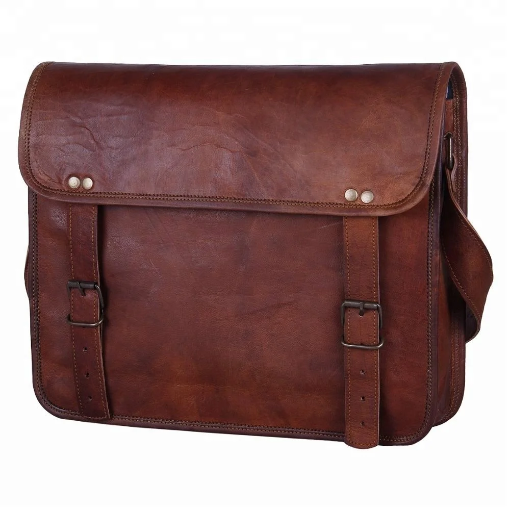 Leather Crossbody Messenger Courier Satchel Genuine Leather Bag ...