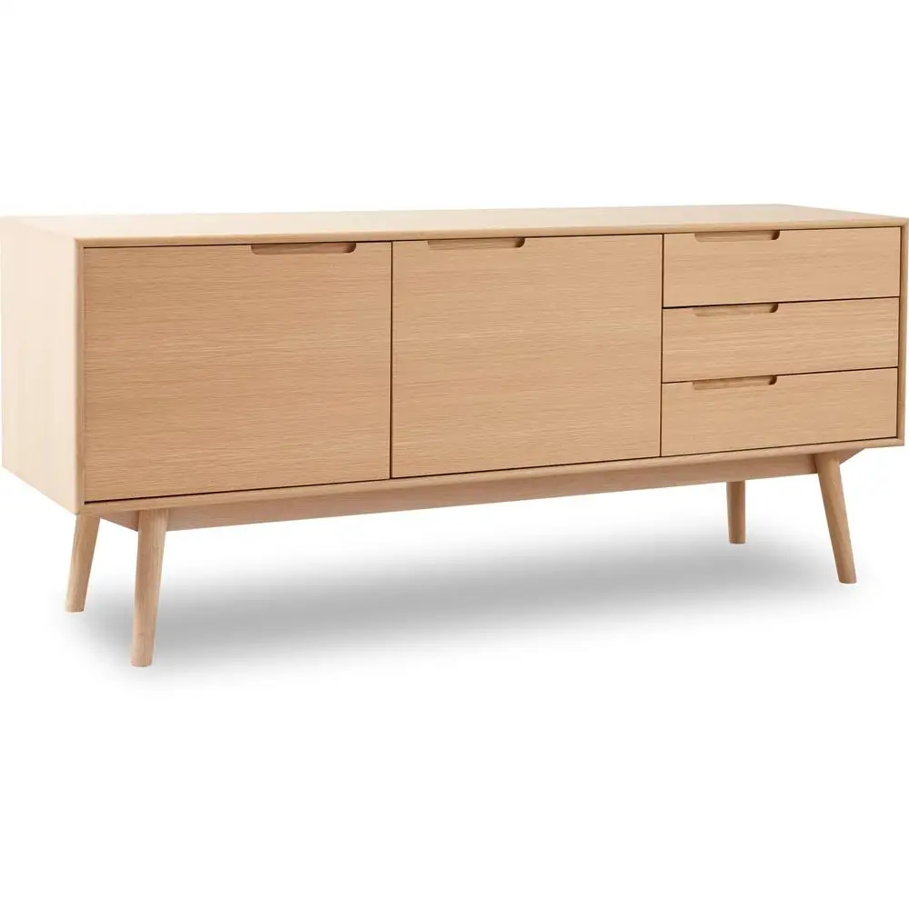 MDF Sideboard Cabinet in Light Oak Veneer Oak Legs Wooden Cabinet
