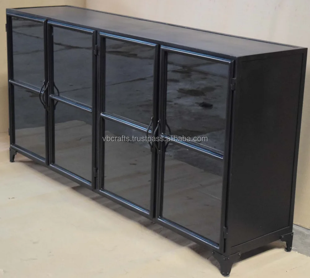 Industrial Vintage Metal Glass Door Horizontal Living Room