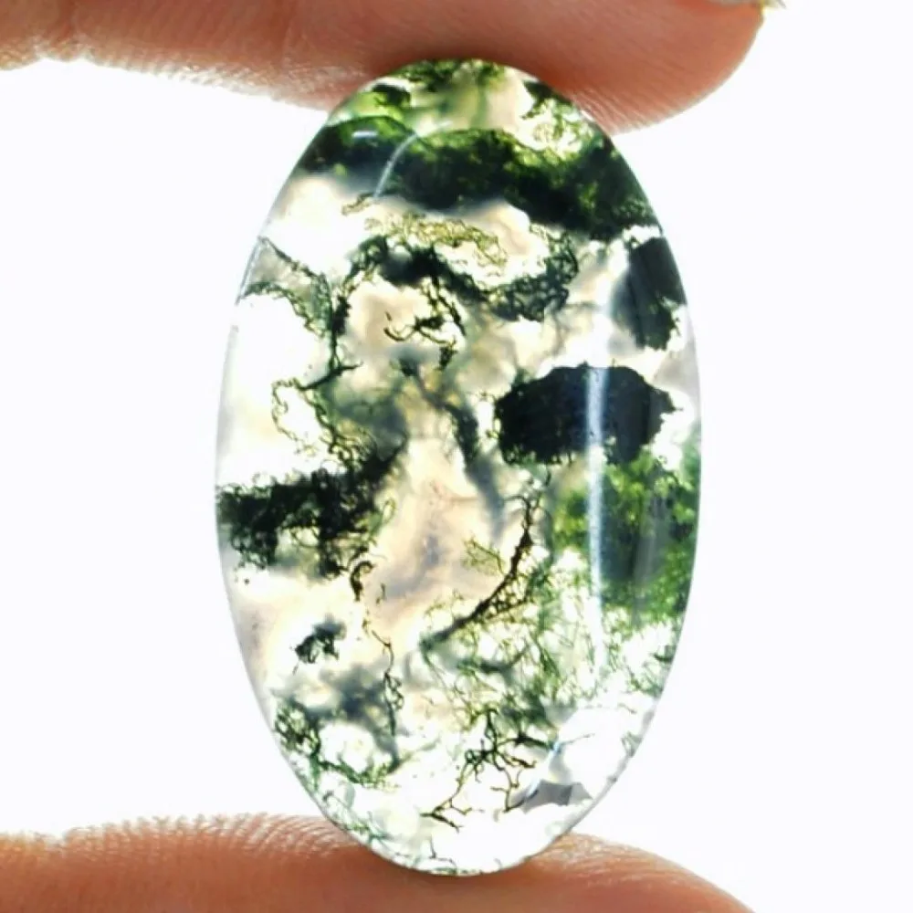 Unique Top Grade Quality 100% Natural Moss Agate Oval Shape Cabochon Loose Gemstone For Making Jewelry 76 Ct 49X35X5 mm SA-7424