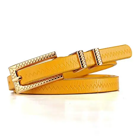 Ladies Casual Eco-Friendly Cow Hide Leather Belt Alloy Buckle Customized Logo 100% Original Leather Adjustable Width 0.75-1.50cm