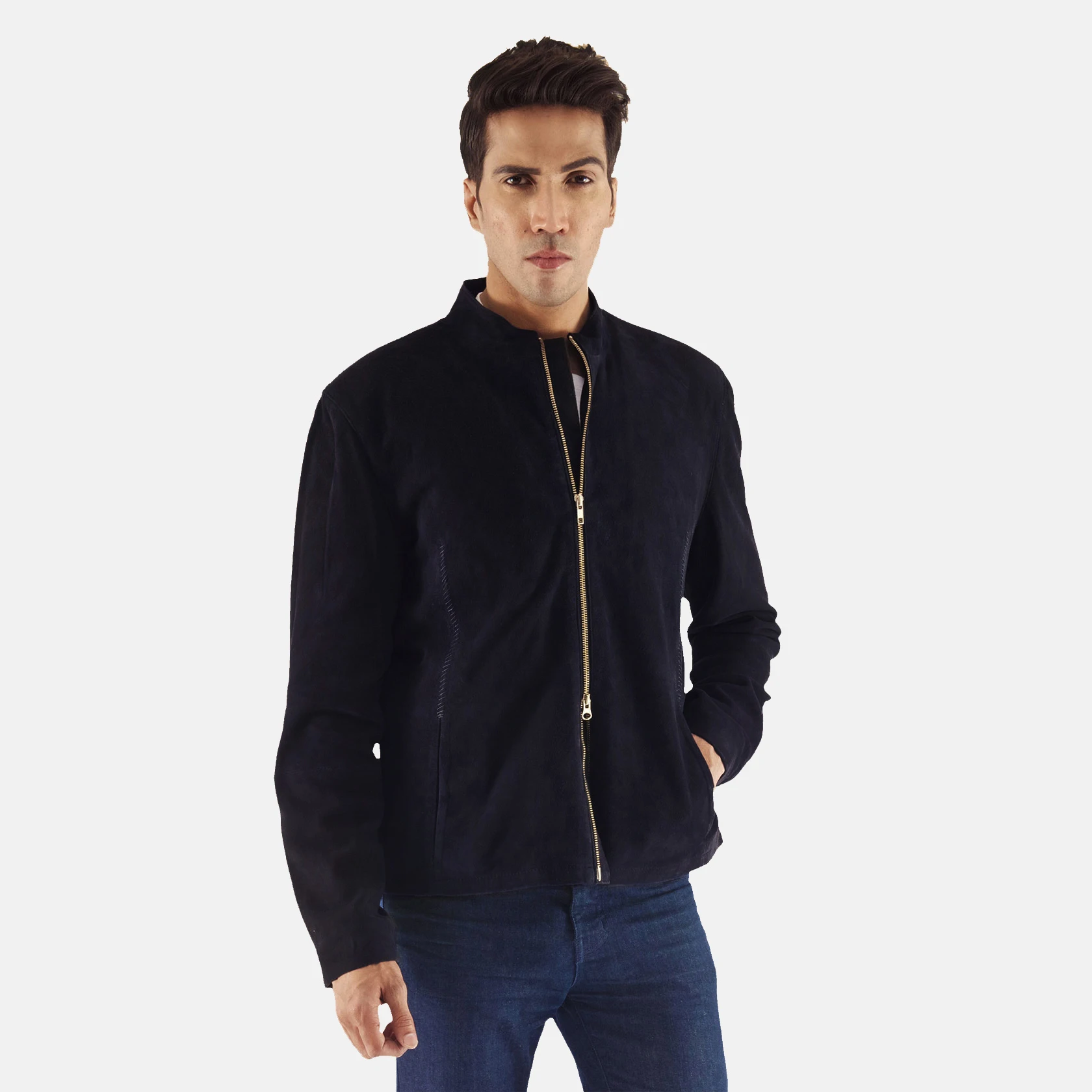 navy suedette jacket
