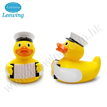 Musician Vinyl Accordionist Yellow Rubber Duck Baby Bath Toy Music Show Orchestra Promo Gift Item