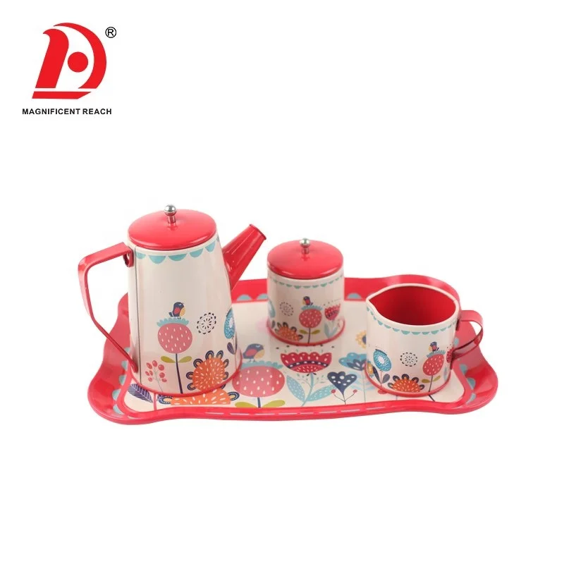 Детская портативная металлическая кофейная чашка посуда набор «сделай сам» для кухни ролевая игра маленький послеобеденного чая из нержавеющей стали игрушка детской