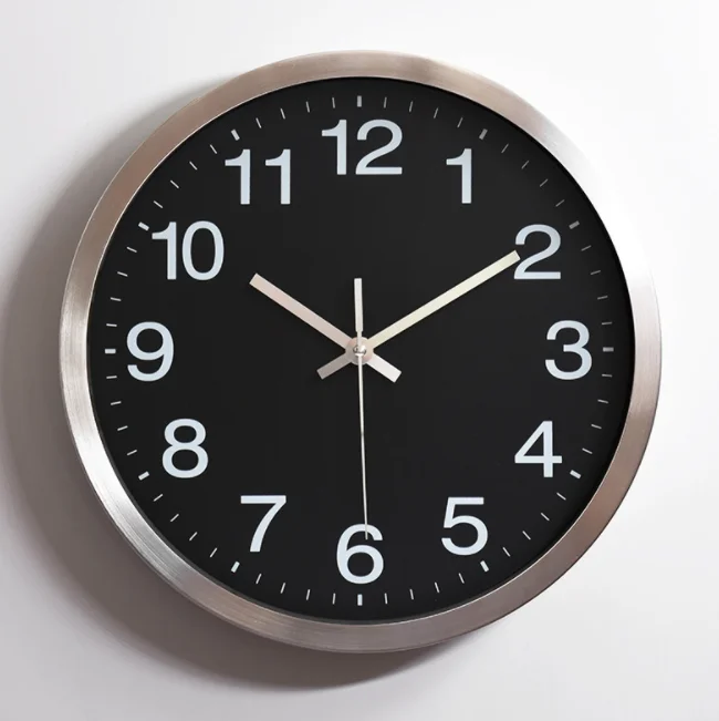 Custom Company Name Aluminum Quartz Round Clock Wall Metal