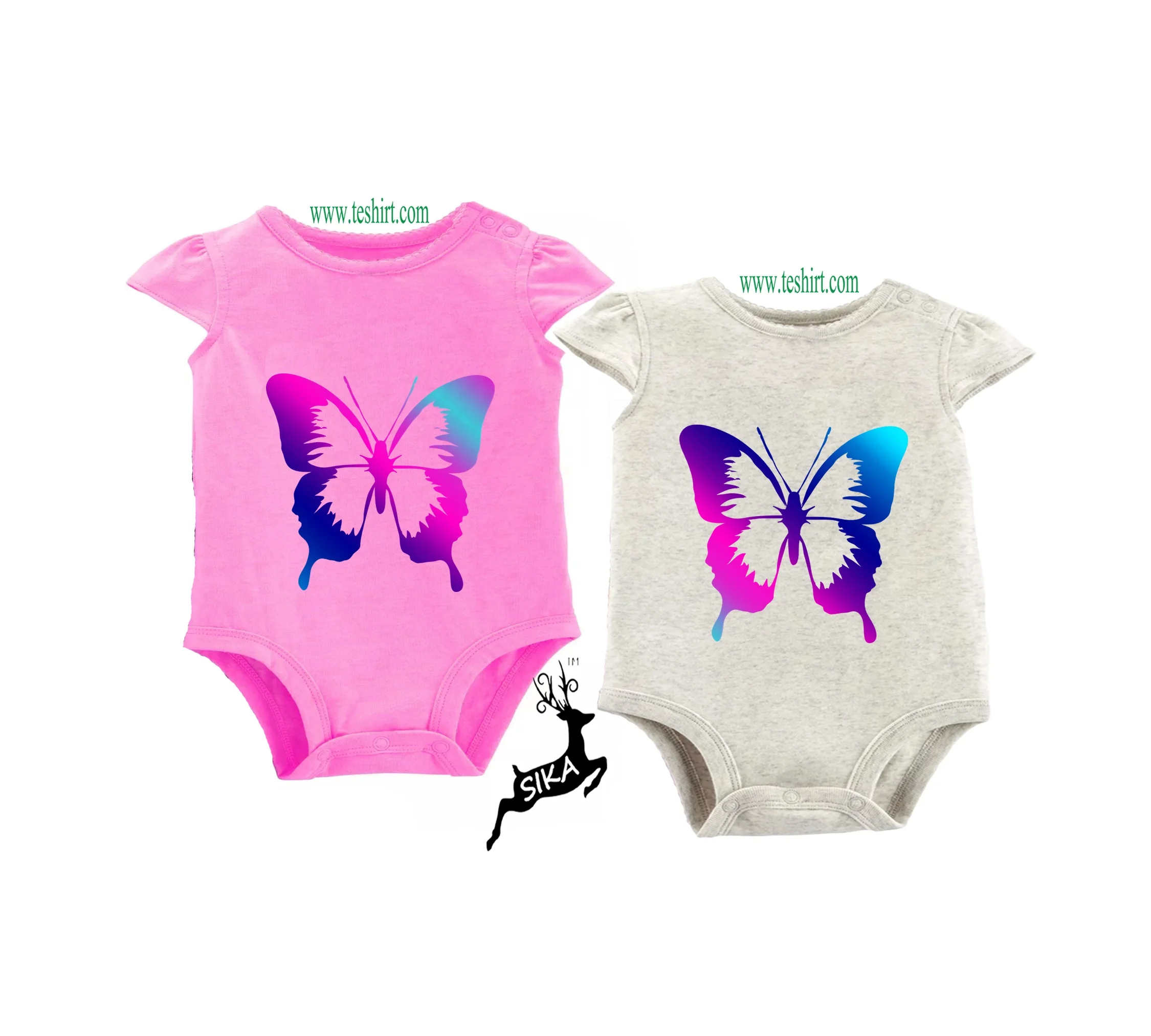 Unisex Organic OCS Cotton Baby Romper Bodysuit Printed Infants