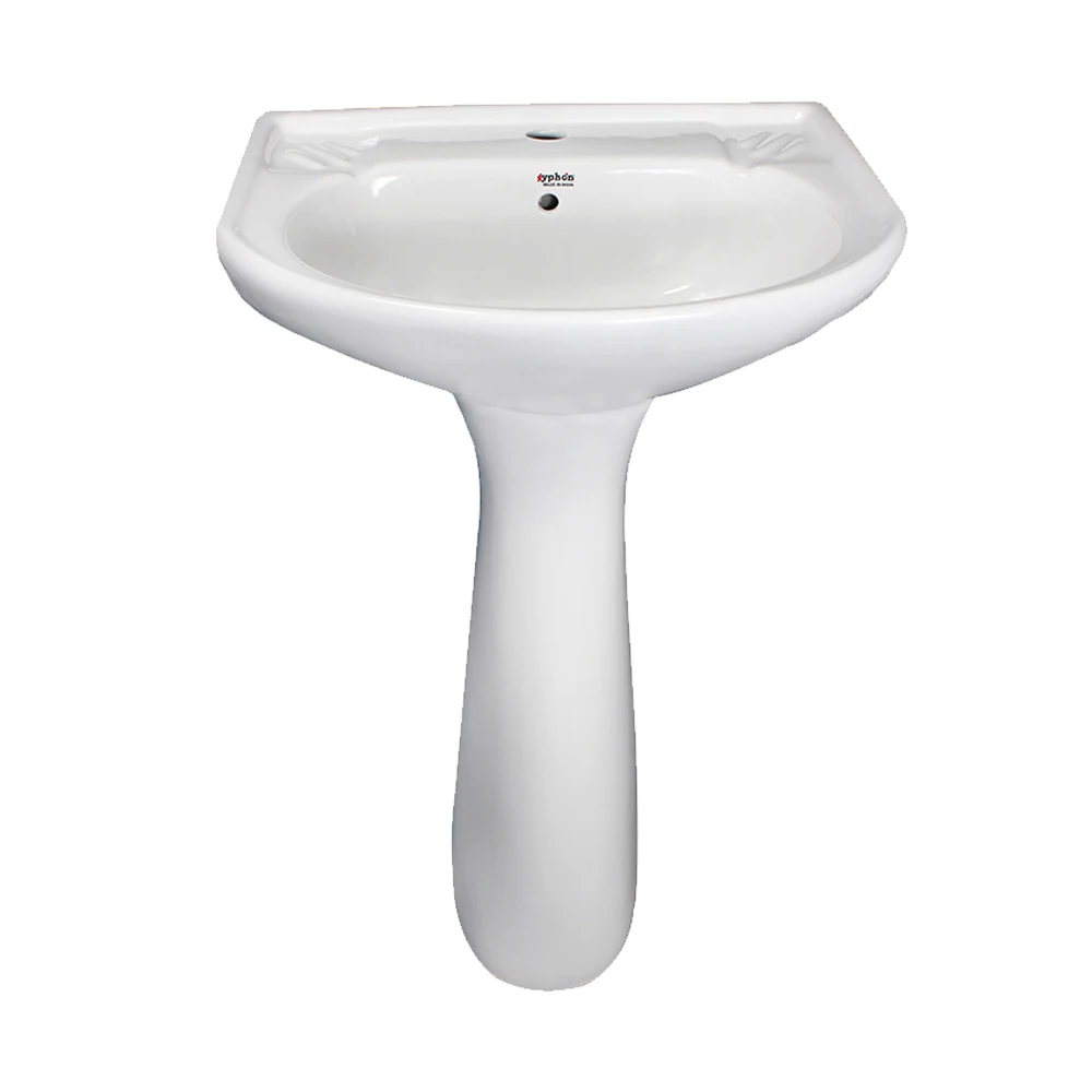 Repose Wash Basin With Pedestal White Ceramic Bathroom Hand Wash Basin
