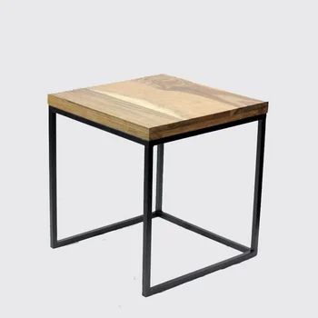 Iron Square Small Bed Side Table with Wooden Top antique wrought iron small tables