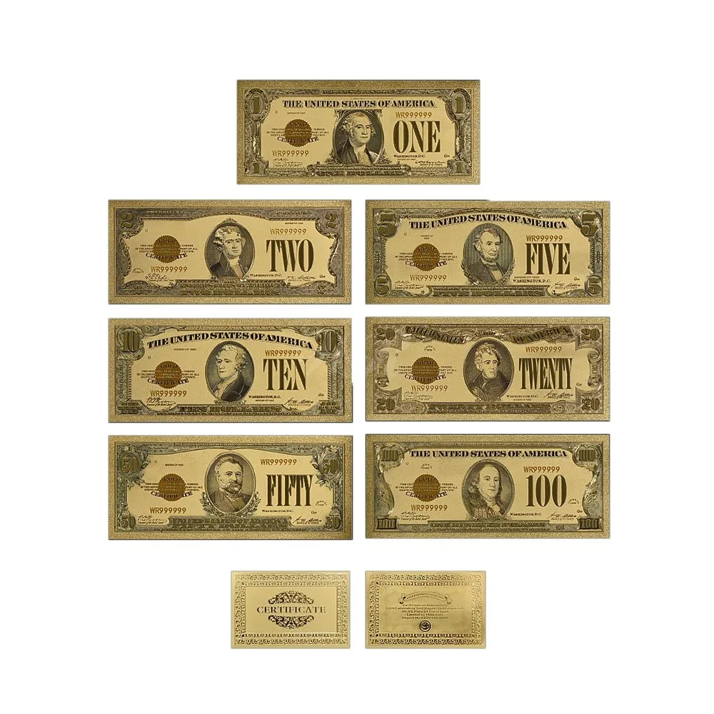 5pcs One Dollar 24k Gold Banknote 1928 Year Bill Note Festival Souvenir Gifts 