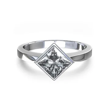 Beautiful Princess Cut Real 0.30TCW Diamond Wedding Ring in 14k White Gold