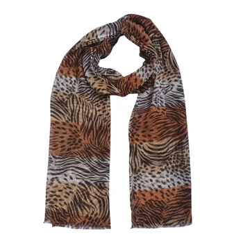 Beautiful Attractive Design Fashion Low MOQ Shawls Wholesale Custom Silk Wool Digital Printed Animal Leopard Printed Scarf Women