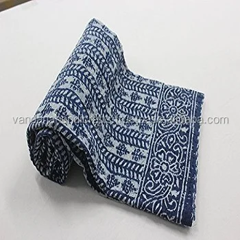 Синий цвет постельного белья Комплект в индийском Реверсивный покрывало нестандартной конструкции кантха