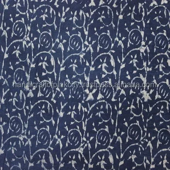 Ткань Индиго на 3 ярда ручная индийская 100% хлопчатобумажная ткань синий/белый