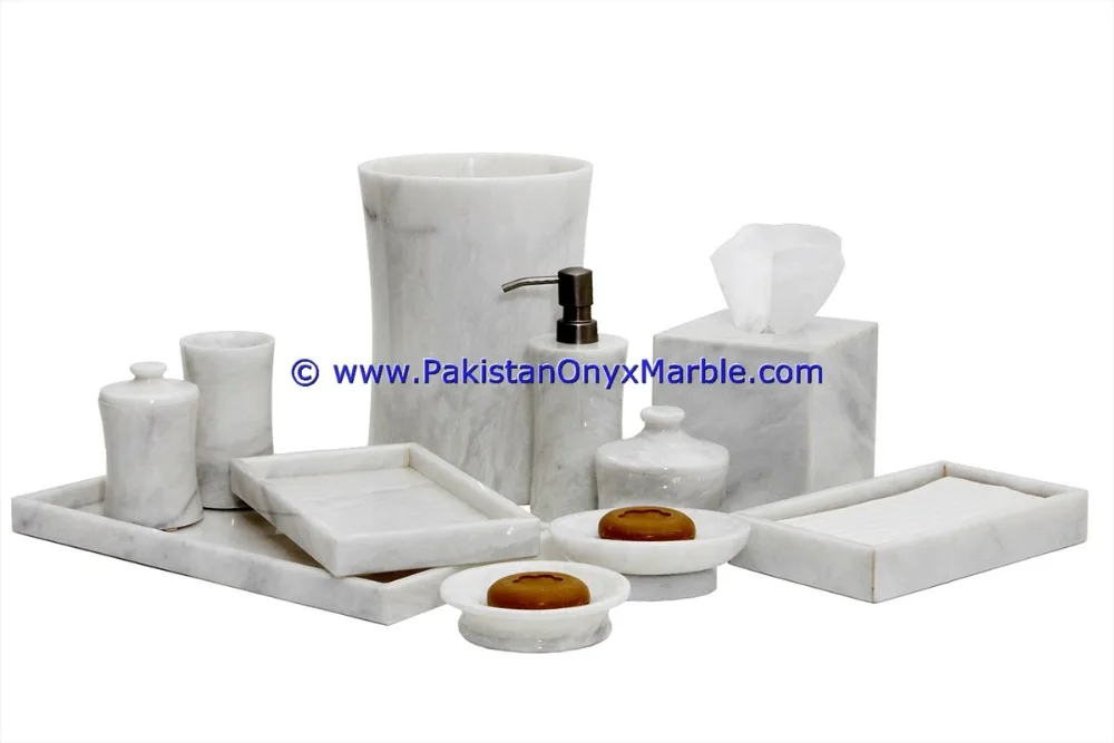 
 Высококачественный набор мраморных аксессуаров для ванной комнаты, белый каррарский белый  