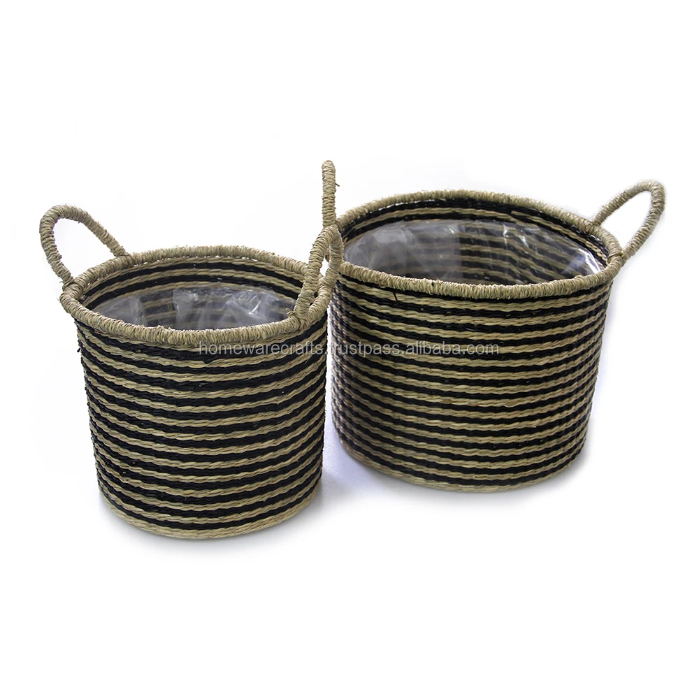 New Product Set Of Seagrass Laundry Basket Handmade/ Vietnam Waving