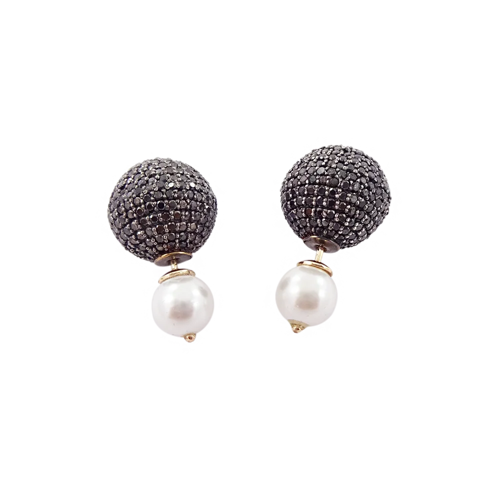 black diamond ball earrings