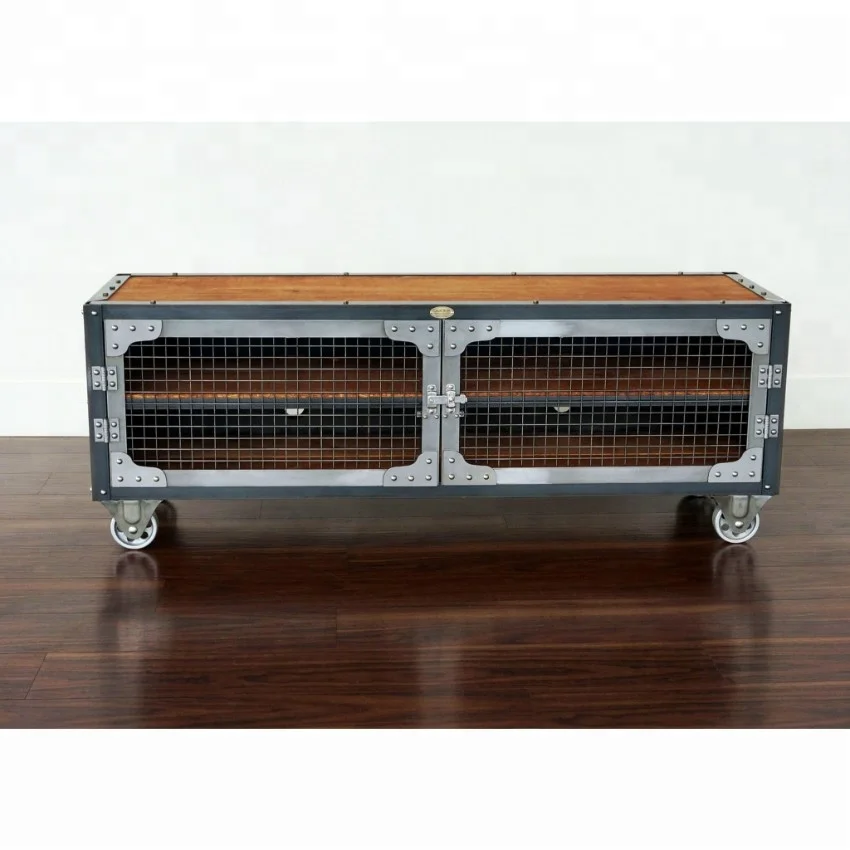 Industrial Vintage Iron Metal Solid Old Wood Entertainment Tv Cabinet With Wheels Buy Classic Wood Console Tables Tv Cabinet With Showcase Solid Wood Corner Tv Cabinet Product On Alibaba Com