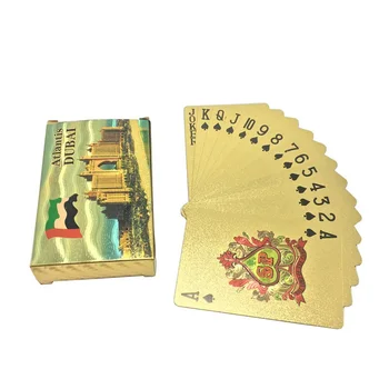 Waterproof Atlantis Dubai Pattern 24K Gold Playing Cards Plastic Deck Game Card For Playing