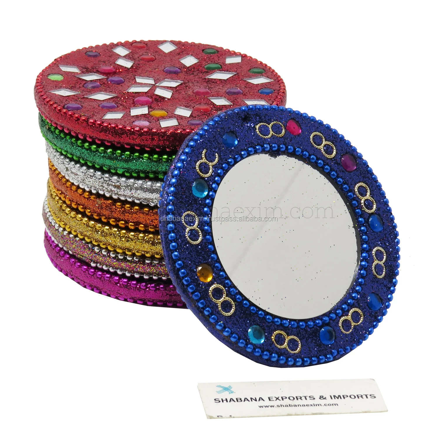 Indian Cosmetic Small Look Mirror Rajasthani Mirrors Single Sided Pocket Mirror