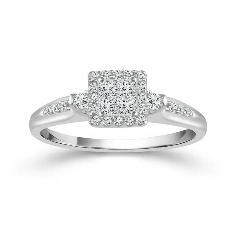 cluster princess cut diamond rings