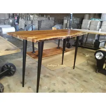 Industrial & vintage iron metal & solid wood live edge Long dining table