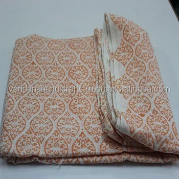 Ярдовая ткань мягкая хлопчатобумажная одежда с блочным принтом-Anokhi красными цветами