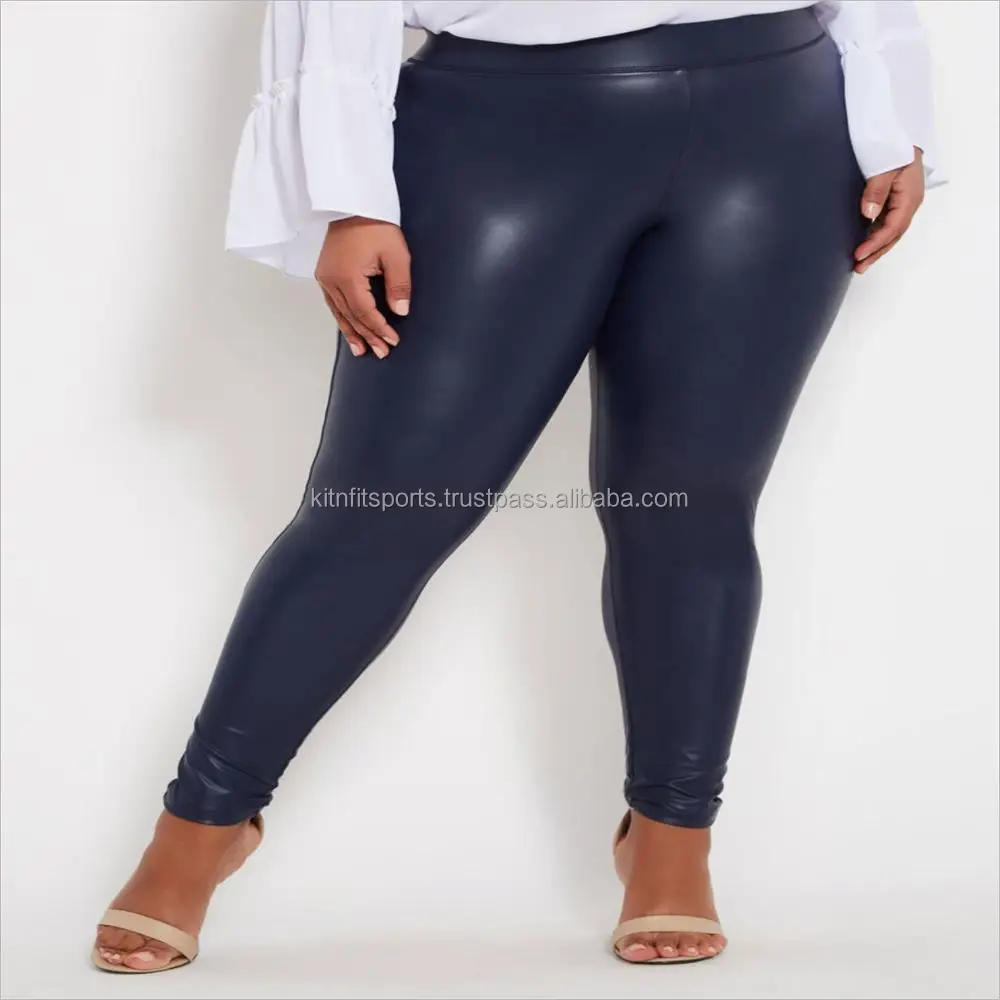 Mallas De Cuero Azul Marino Para Mujer,Pantalones Ajustados Elásticos,Sin  Pie - Buy Kit N Fit Wholesale Factory Custom Navy Blue Leather Leggings  Skinny Shine Pant For Women,Navy Blue Leather Leggings,Sexy Warm Plain