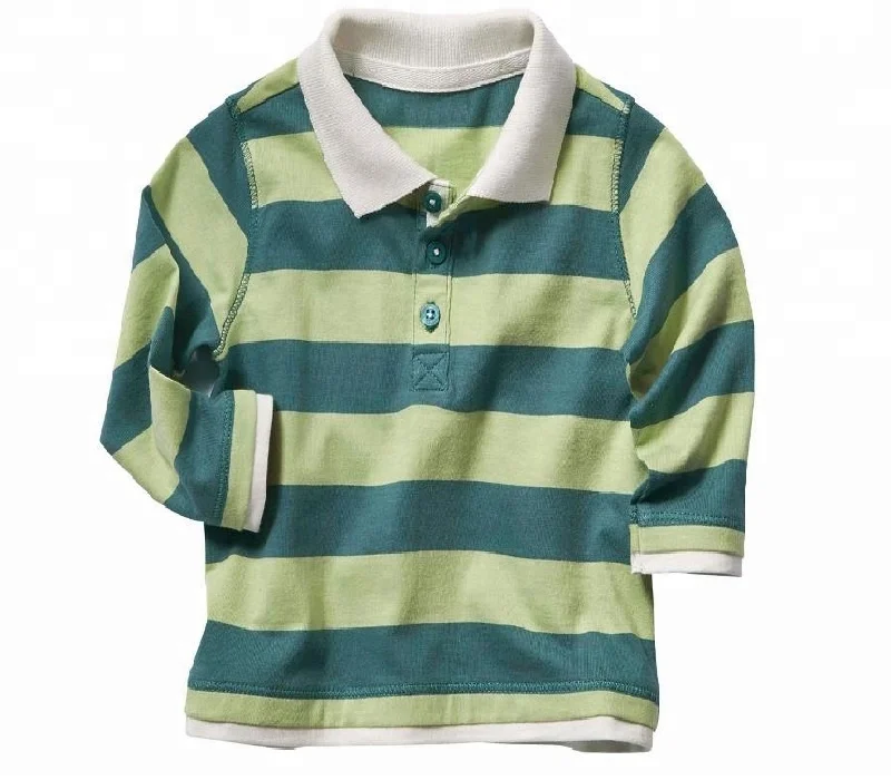 Boys Striped Long Sleeve Polo Shirt With Layered Hem Kids Polo Shirt  Toddler Collar T Shirt Wholesale Good Quality Customized - Buy Boys Striped  Long Sleeve Polo Shirt With Layered Hem Kids