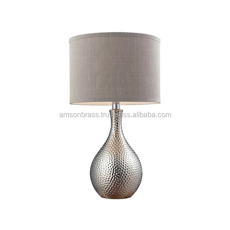 High Quality Metal Hammered Chrome Finishes Desk Table Lamp