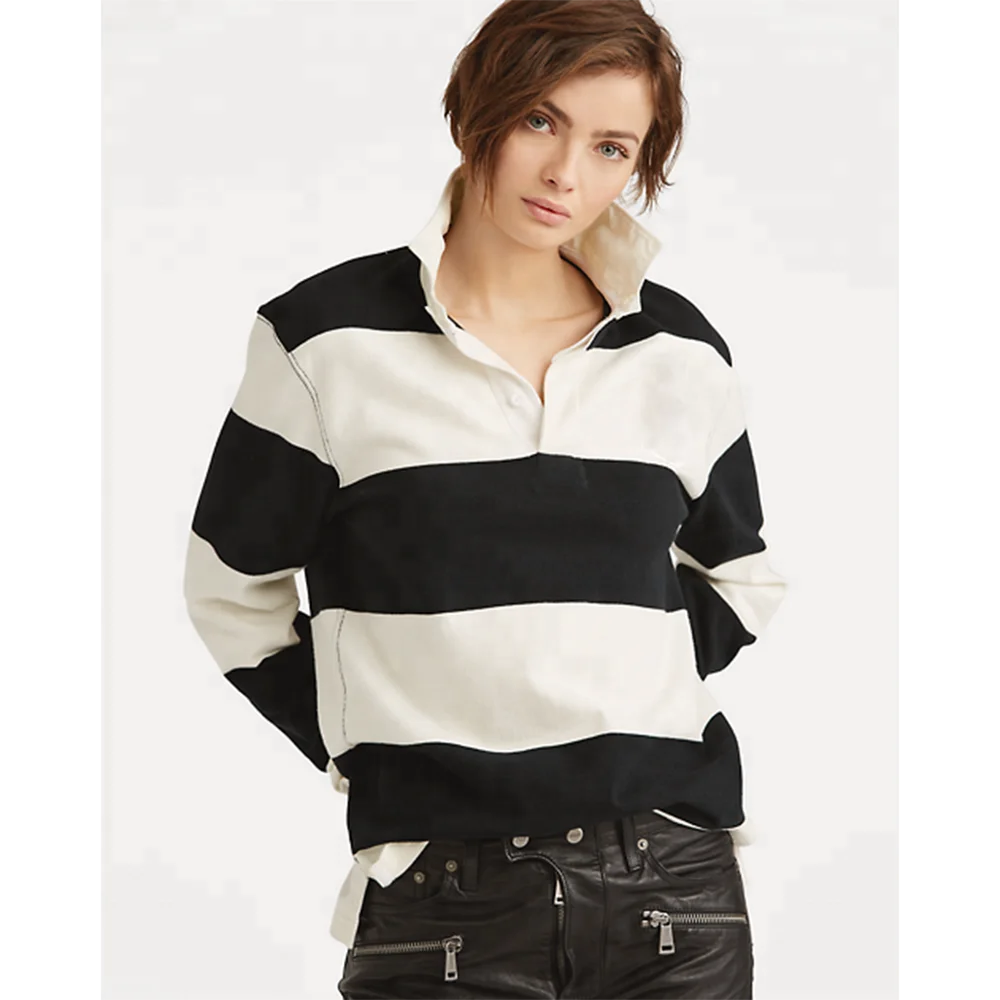 Custom Striped Rugby Polo Shirt 