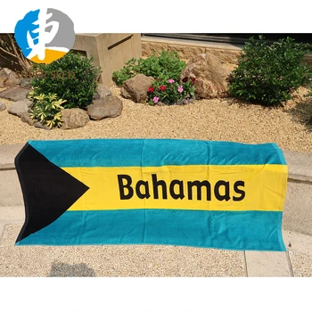Cotton printed national bahamas flag beach towel
