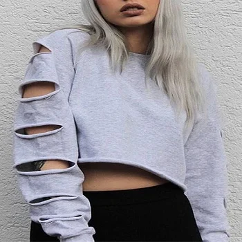 distressed cropped sweatshirt