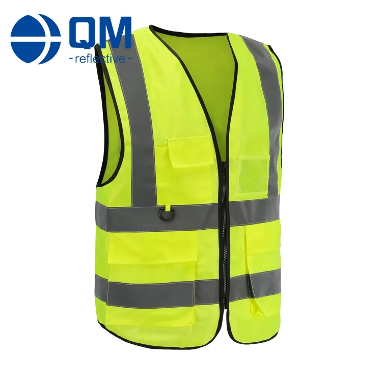 Zipper Pockets Yellow High Visibility Vest