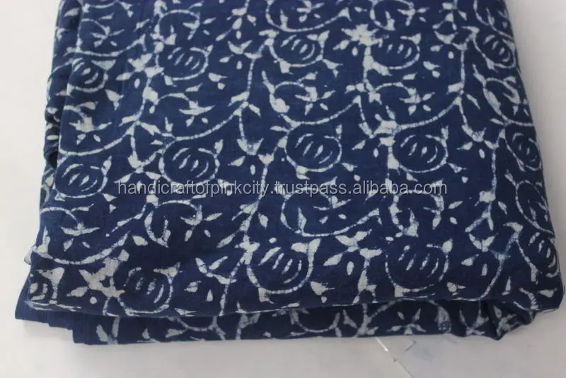 Ткань Индиго на 3 ярда ручная индийская 100% хлопчатобумажная ткань синий/белый