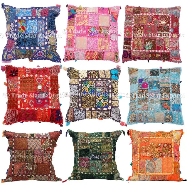 Vintage colorful cushion Authentic interior design Set of patchwork kilim pillow Upcycled pillow cover Bohemian home decor