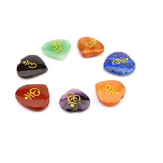 7 Chakra Set Healing Heart Shape 7 Chakra Stone Set Chakras Reiki Set ...