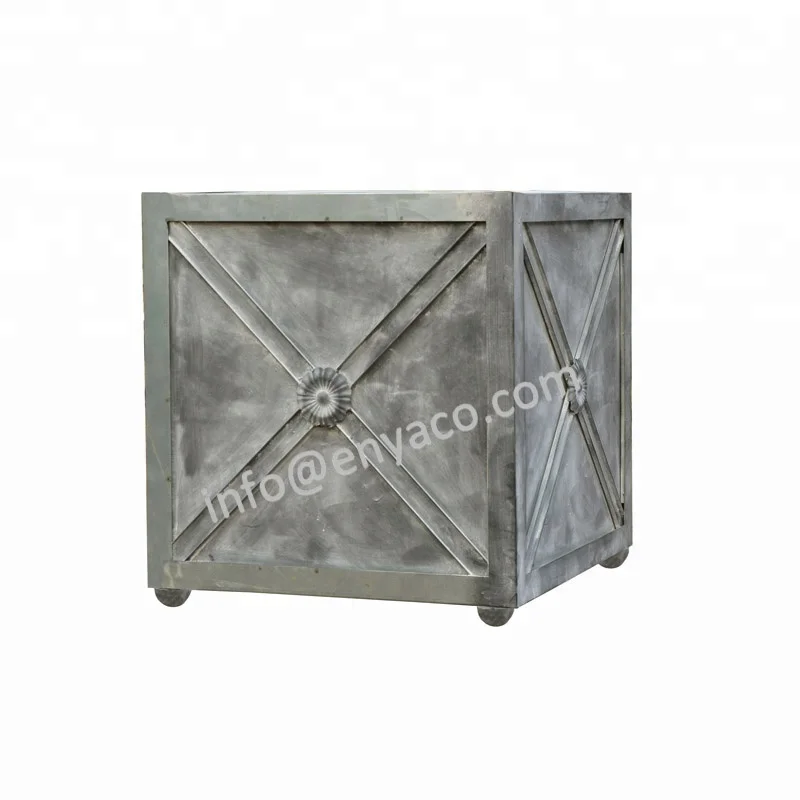 Vintage French Design Cube Planter Box Outdoor Decorative Plant Pots Wholesale Home and Garden Supplies