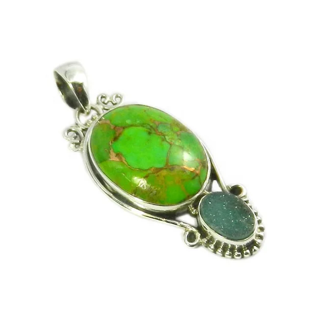 Turquoise & Mixed Gemstone Wholesale Lot 925 Sterling Silver Plated Pendant