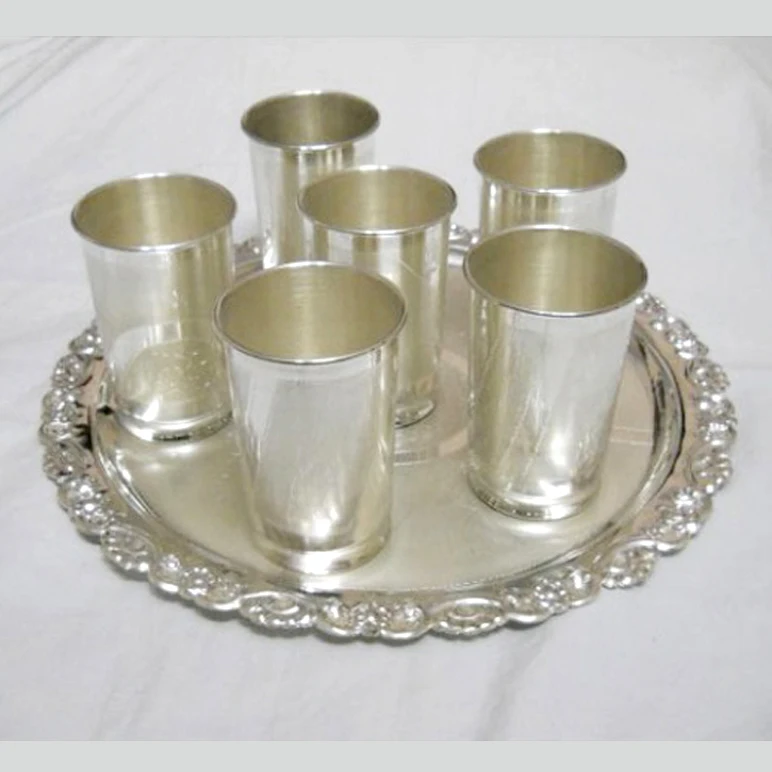 Pure Silver Plated Glass and Tray
