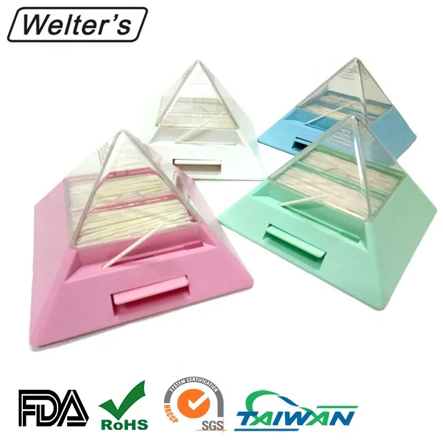 Элегантный стильный пластиковый дозатор зубочисток в виде пирамиды белого цвета