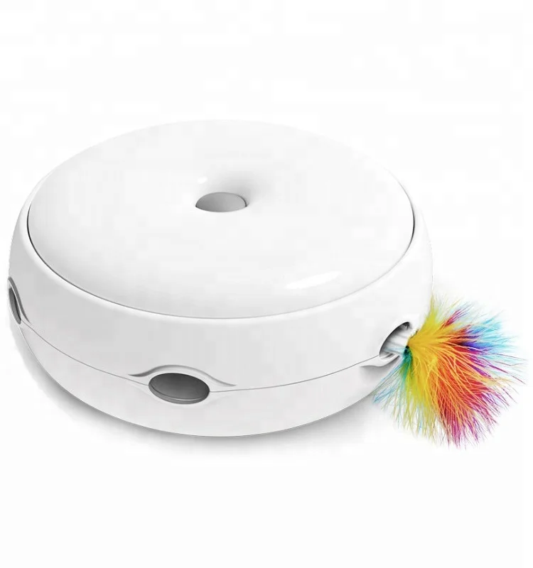 Интерактивная электрическая Умная игрушка для кошек в форме пончика, электрическая игрушка для собак, игрушки для домашних животных с пером