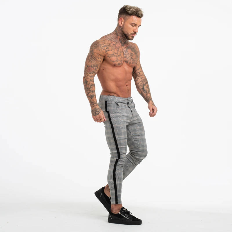 mens striped skinny trousers